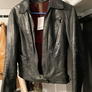 Exto Black/Dark Grey leather jacket